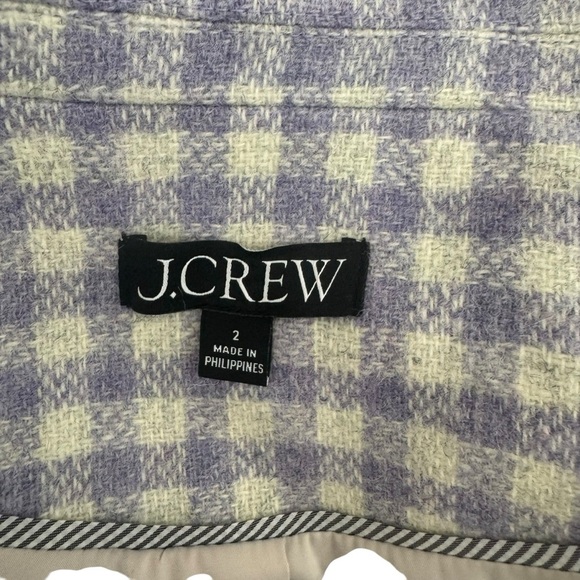 J. Crew - Purple Checkered Blazer Cropped Double Breast Blazer English Wool Sz 2 - Picture 8 of 10